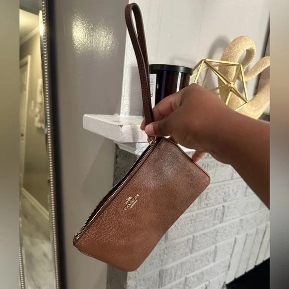 Coach Brown Leather Wristlet - Picture 1 of 3